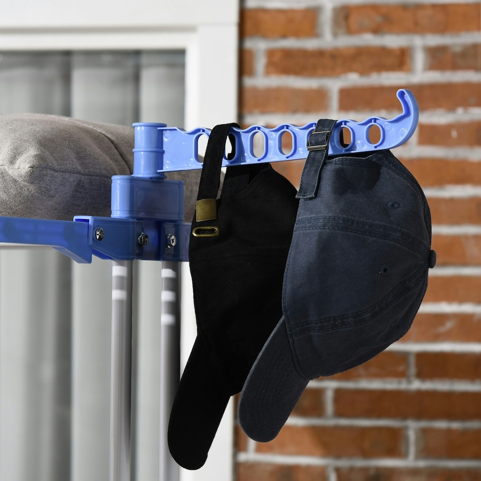 image 1 of HOMCOM Foldable Clothes Drying Rack Steel Garment Dryer with Casters Blue