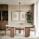 image 5 of Bundi Natural Marble & Wood Pedestal 6-8 Seater Dining Table Brown