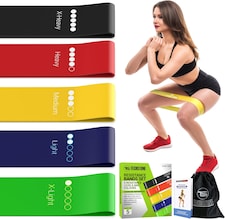 TechStone Resistance Bands Set for Men and Women, Pack of 5 Different Resistance Levels Elastic Band for Home Gym Long Exercise Workout – Great Fitness Equipment for Training