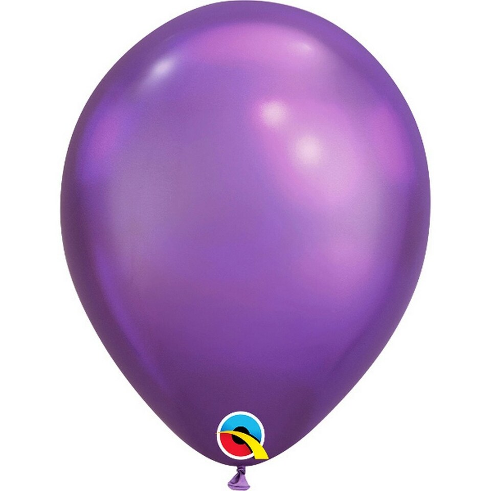 Qualatex 11 Inch Round Plain Latex Balloons (100 Pack) - Chrome Purple - One Size