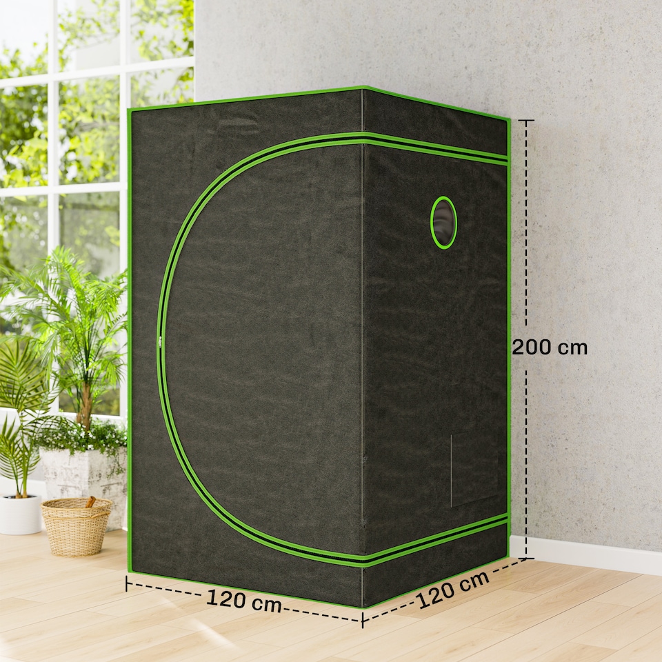 image 1 of Outsunny Grow Tent, Reflective Mylar Hydroponic Growing Tent, Black | Black | Black