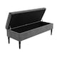 image 5 of 120cm Safar Plain Ottoman Storage Bench -Naples Shoes Bench with Black Turned Wooden Legs - Dark Grey Upholstery Footstool Storage