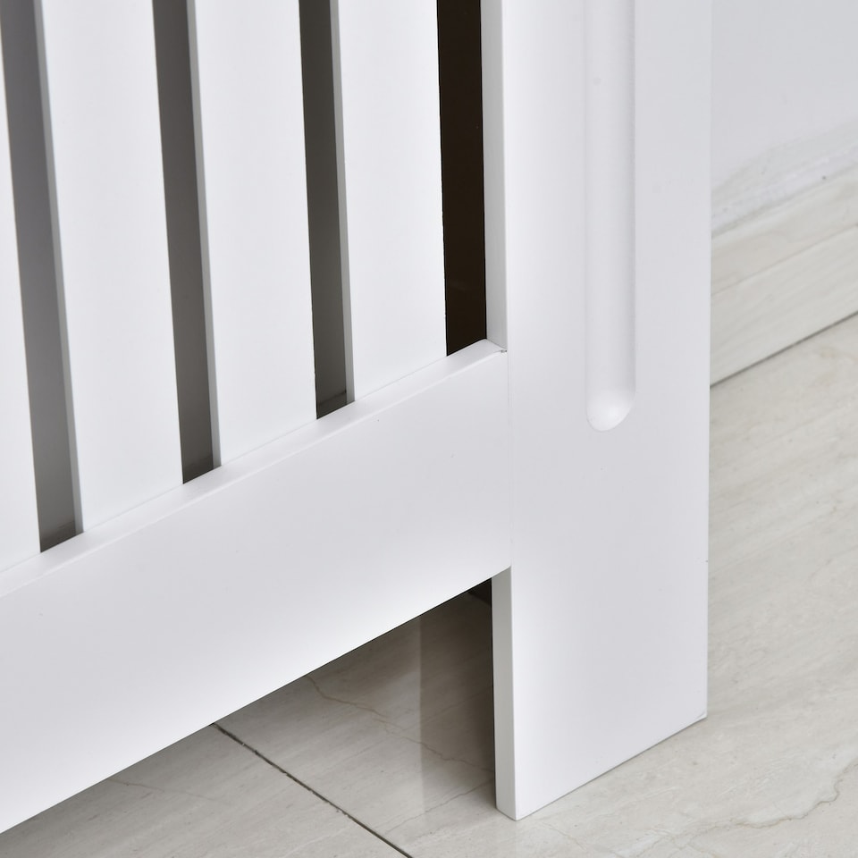 image 1 of HOMCOM Radiator Cover Painted Slatted MDF Cabinet Lined Grill 112x19x81cm