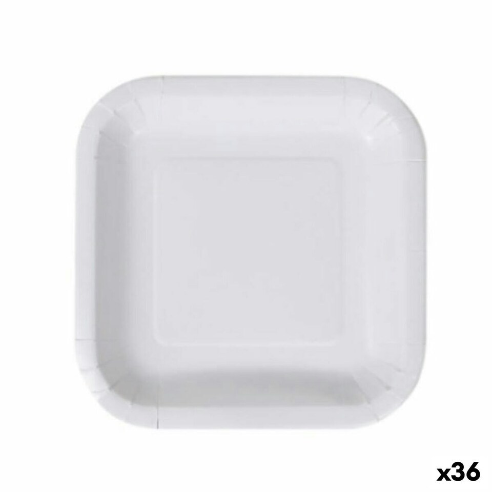 image 1 of Plate set Algon Disposable White Cardboard 20 cm (36 Units) N/A