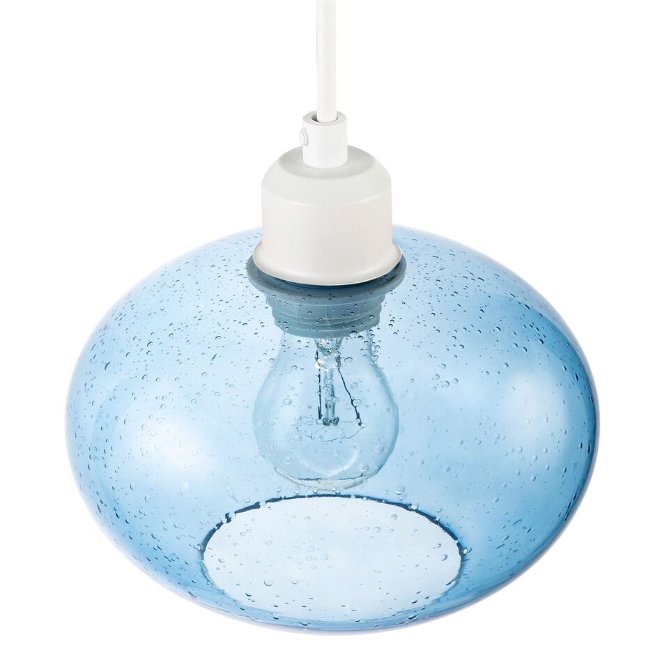 image 1 of Modern Blue Blown-Glass Pendant Light Shade with Subtle Air Bubbles