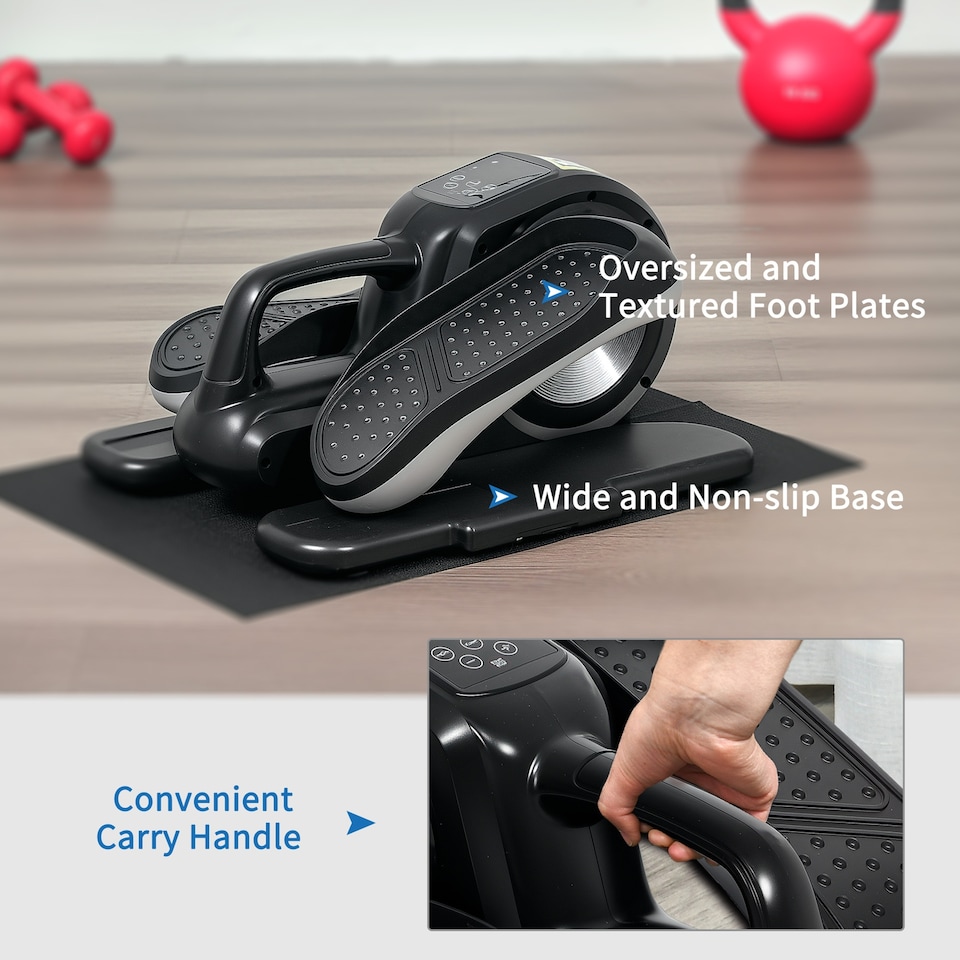 image 1 of SPORTNOW Mini Elliptical Machine, Seated Pedal Exerciser w/ Remote Control | Black