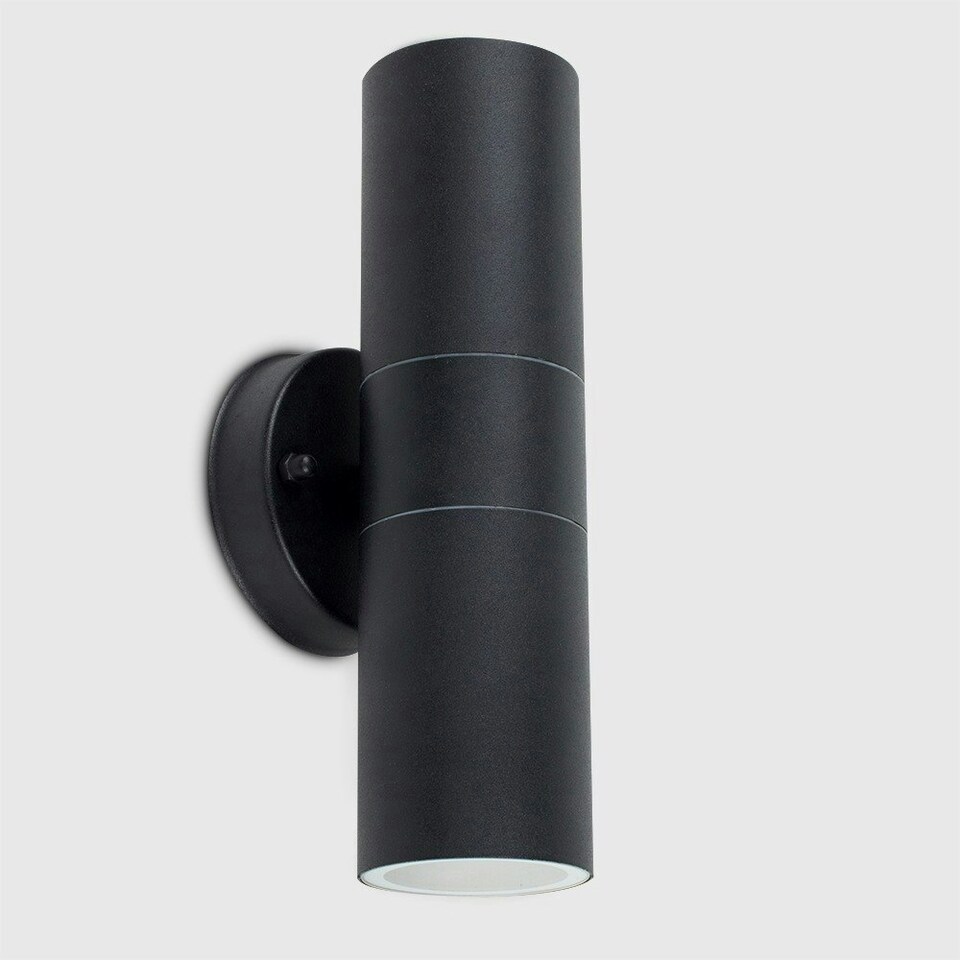 image 1 of ValueLights Black Outdoor Wall Up-Down Light with 5W Warm White Bulbs Black