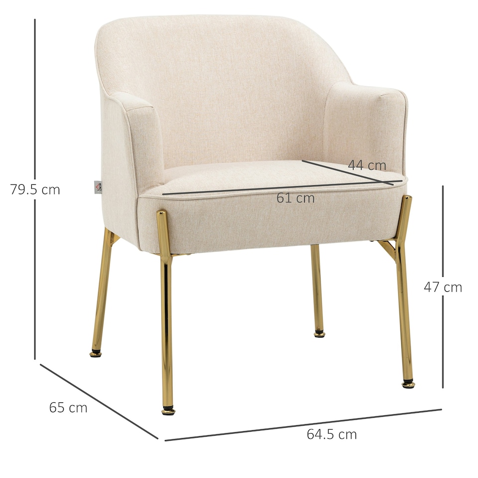 image 1 of HOMCOM Fabric Armchair Accent Chair w/ Metal Legs for Living Room