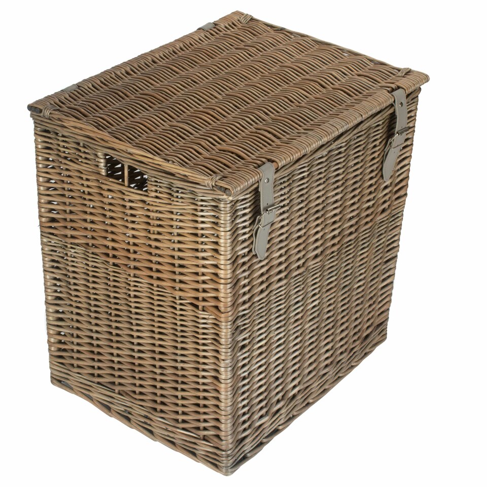 image 1 of Wicker Large Antique Wash Vintner Storage Picnic Basket Brown | Brown | One Size