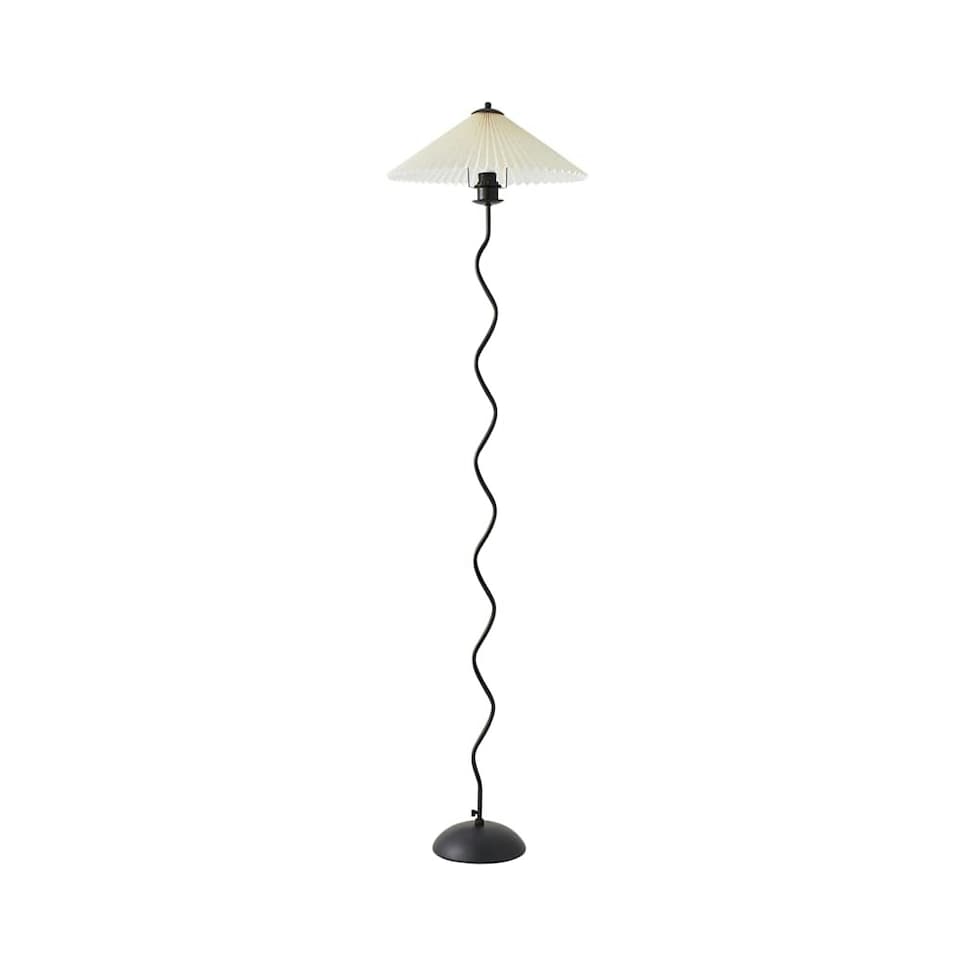 image 1 of ValueLights Wiggle Black Metal Floor Lamp with Origami Pleated Shade Black
