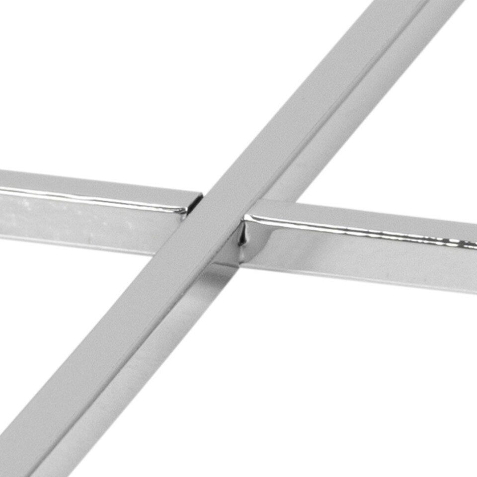 image 1 of Cross Square Metal Side Table with Glass Top
