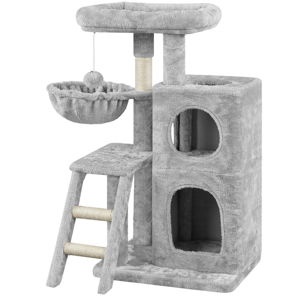 image 1 of Yaheetech 94 cm Tall Cat Tree W/ Dual Condo Basket Light Grey
