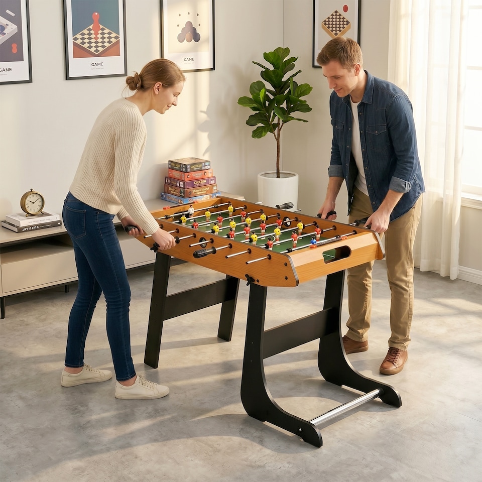 image 1 of HOMCOM Folding Football Gaming Table Mini Foosball Soccer Table, Family Fun