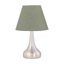 Romana - Brushed Chrome Touch Table Lamp with Sage Green Shade | Chrome | Green | Medium | 1