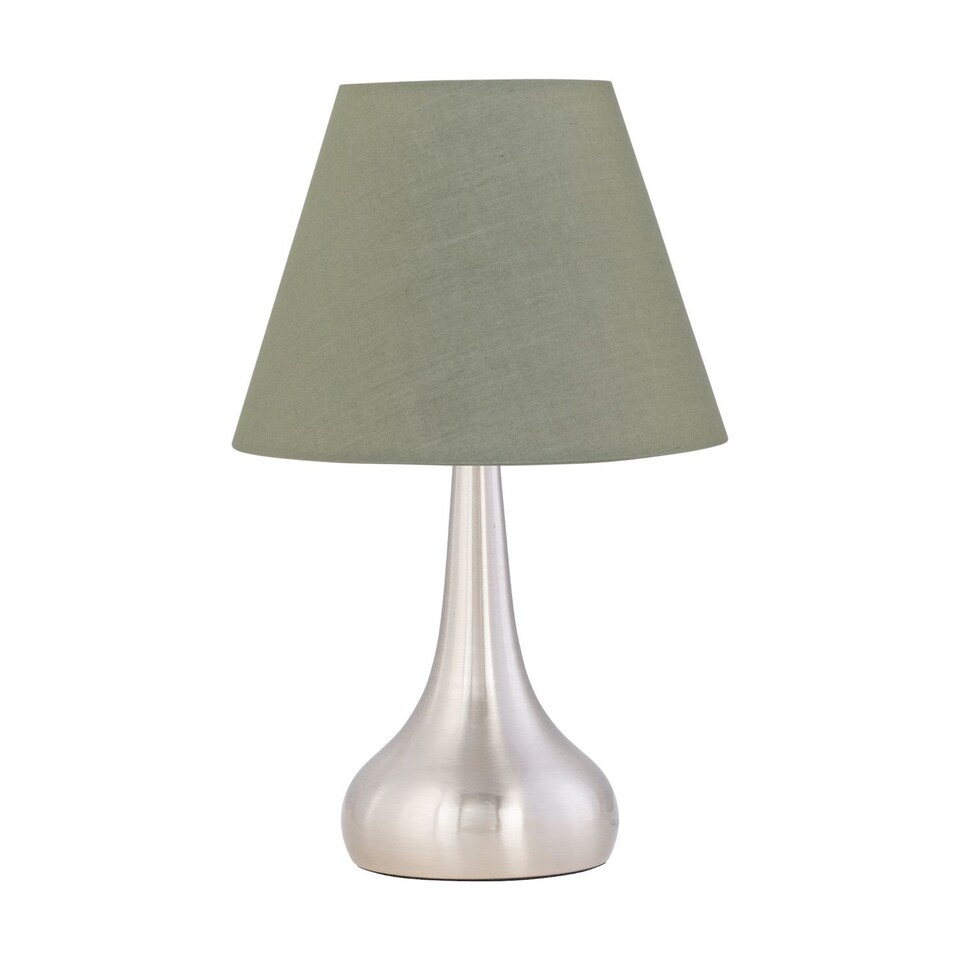 image 1 of Romana - Brushed Chrome Touch Table Lamp with Sage Green Shade | Chrome | Green | Medium | 1