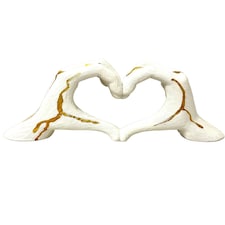 Hands Love Gesture Sculpture White & Gold Colour Life-Size 26cm/10'' Expression of Appreciation & LoveValentine's Day I appreciate you love you Wedding Present