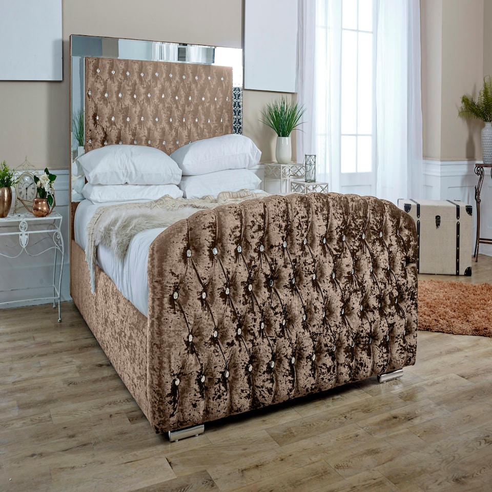 Skipton Crush King Bed Frame - Mink