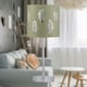 image 3 of Set of 2 Chrome Stick Table Lamps with Sage Green Fern Shades Chrome | Green