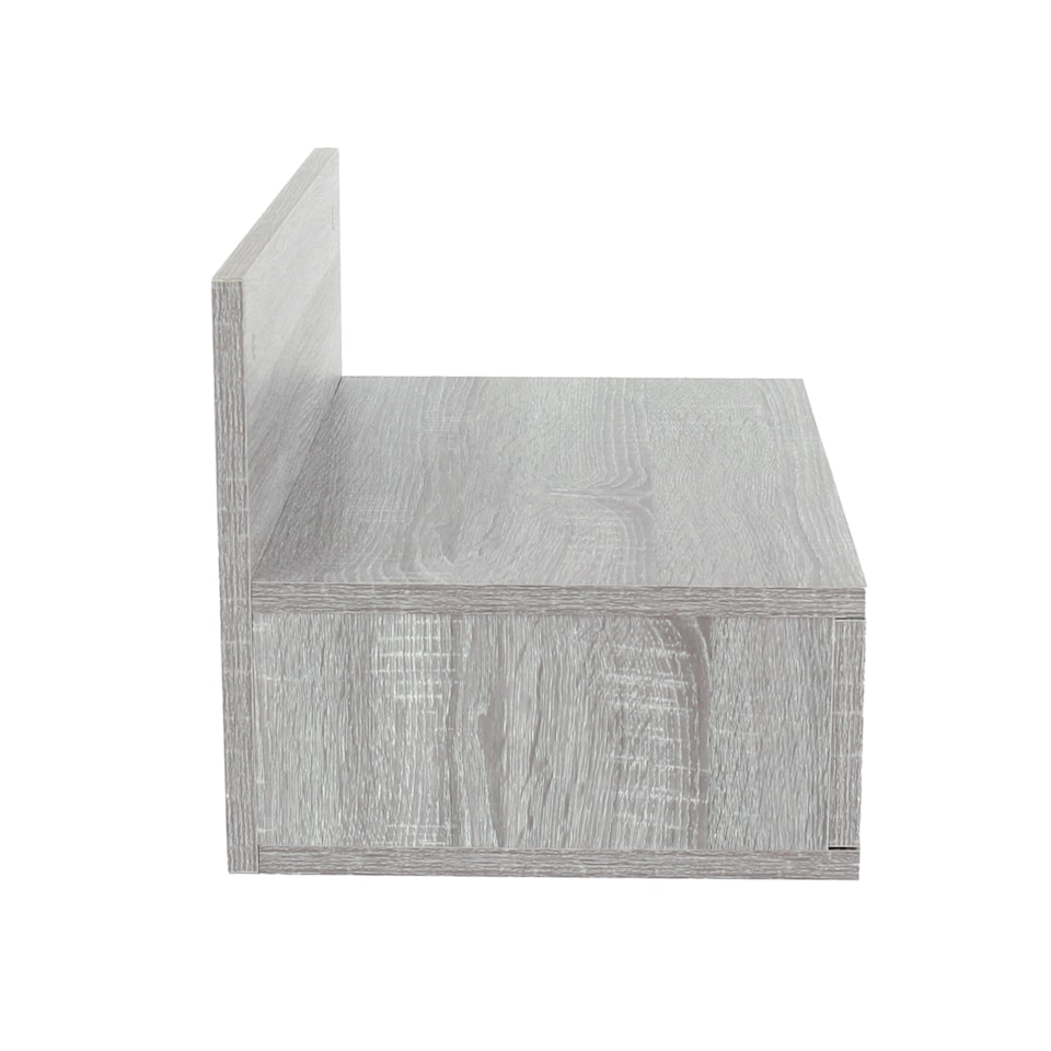 image 1 of Pair of Kelly Wall-Mounted Bedside Cabinets with Drawer - Modern Floating Bedside Tables | Grey | Grey Oak Effect | One Size | 2