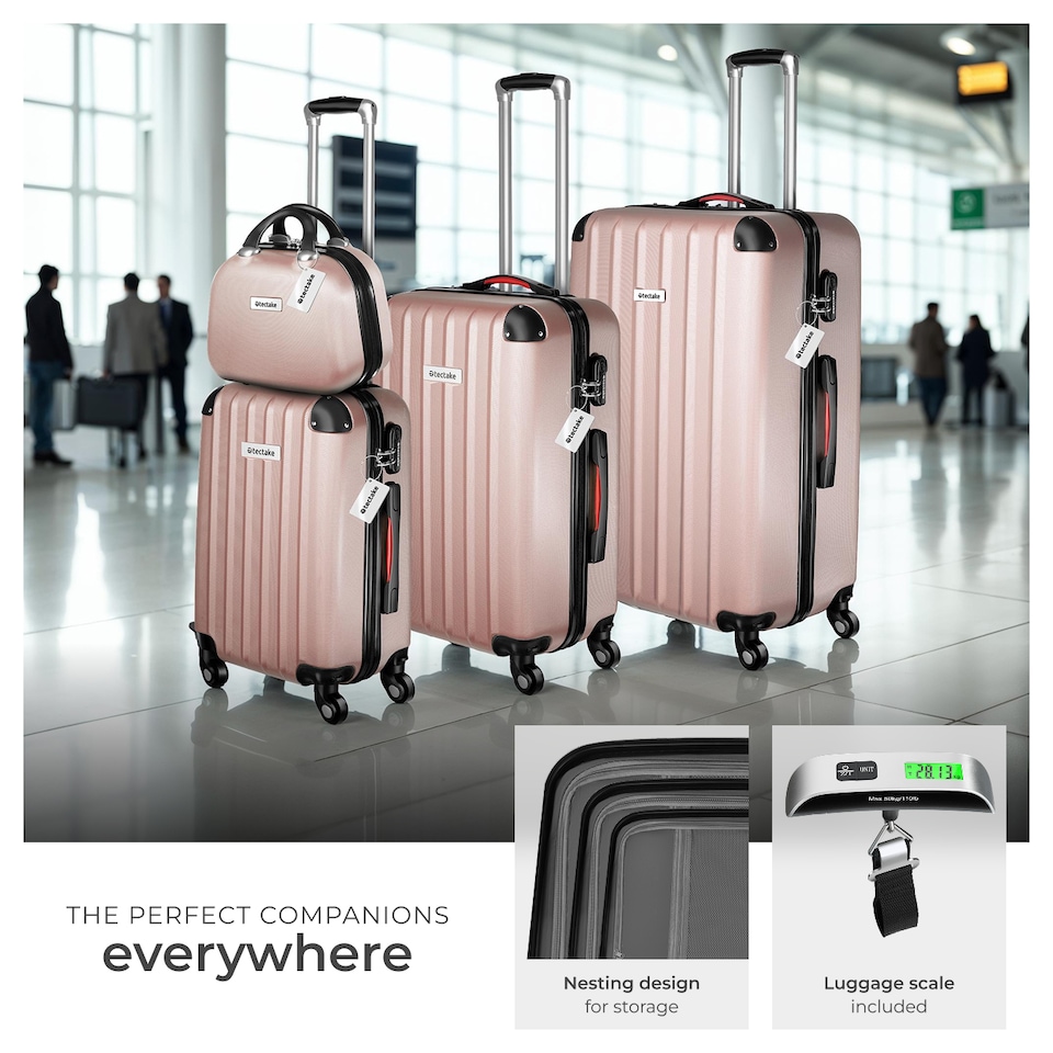 image 1 of Suitcase Set Cleo - 3 suitcases, 1 beauty case, including luggage scales and tags | Gold | rose gold | 1