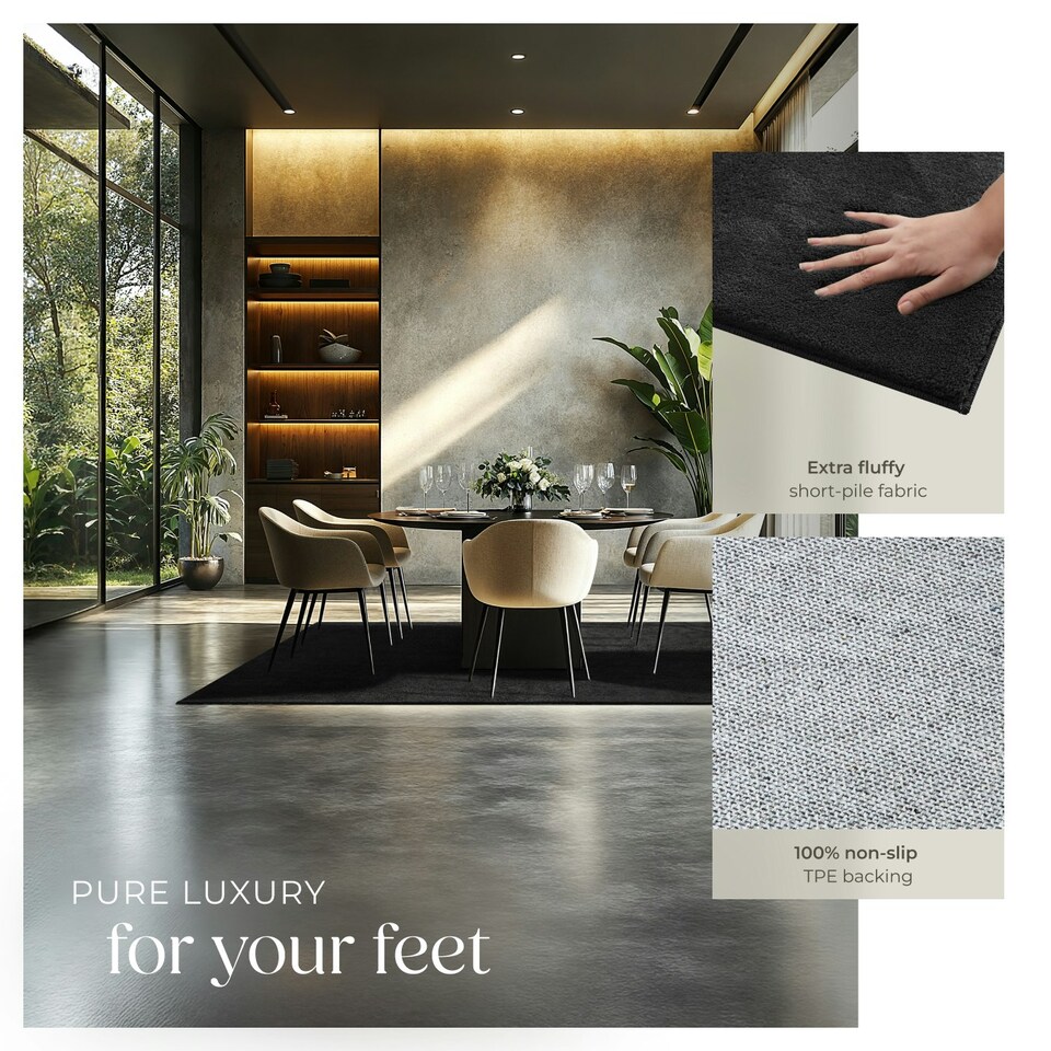 image 1 of Rug Zonelle - short pile and ultra-soft, rectangular or round Black | 140 x 200 cm