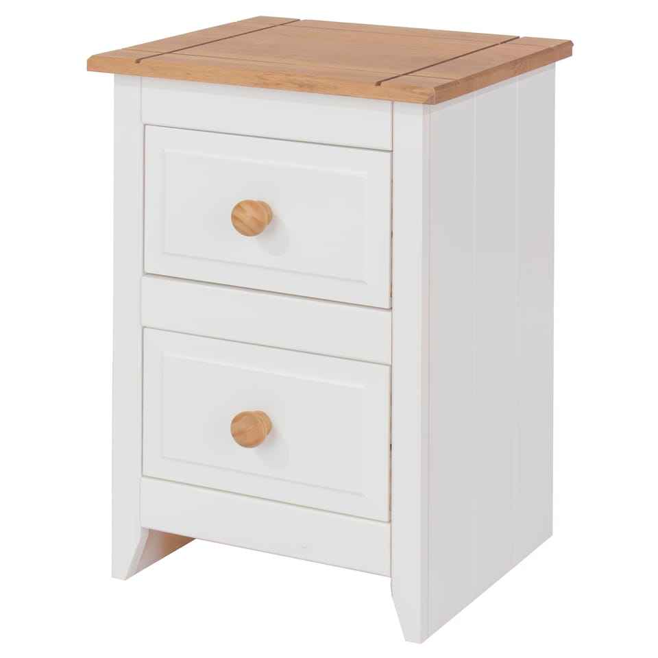 image 1 of Capri White 2 Drawer Petite Bedside Cabinet - Shaker Style, Coastal & Country Bedroom Furniture | White | White | One Size | 1