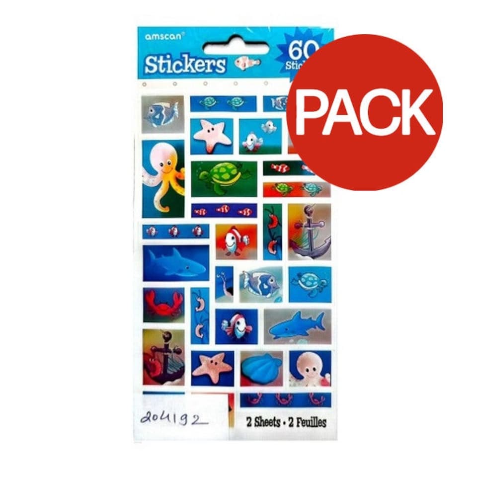 Amscan Fish Stickers (Pack of 60) - Blue/Multicoloured - One Size