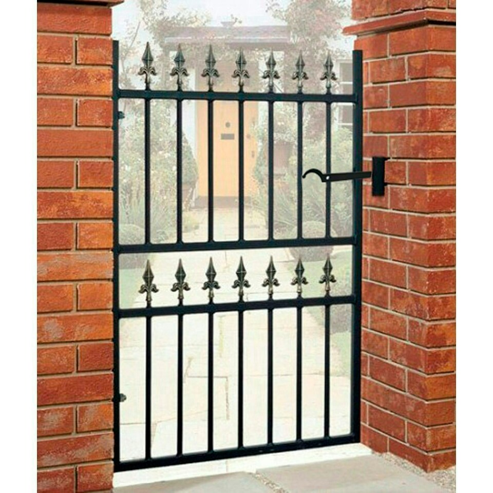 image 1 of Corfe Premium Range Spear Top Single Gate - Solid Steel - Fits Gap of 762 mm x 1168 mm High - Electro Galv./Black Powder Coated Black