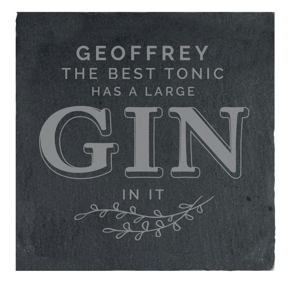 image 1 of Personalised Gin & Tonic Single Slate Coaster