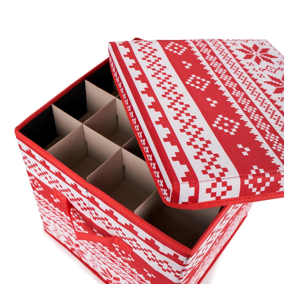 image 1 of OHS Christmas Bauble Storage Box Festive Decoration Organiser 64 Slots