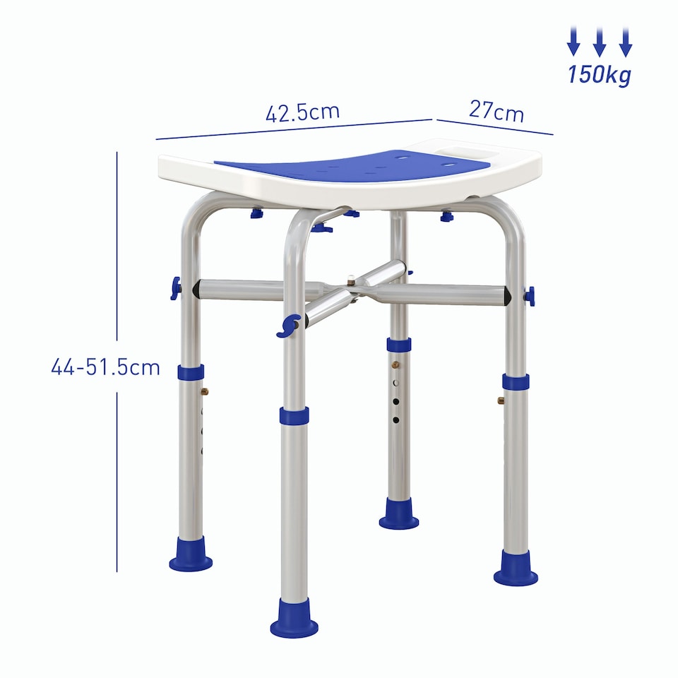 image 1 of HOMCOM Adjustable Shower Stool with Foot Pads for Elderly Disabled Purple
