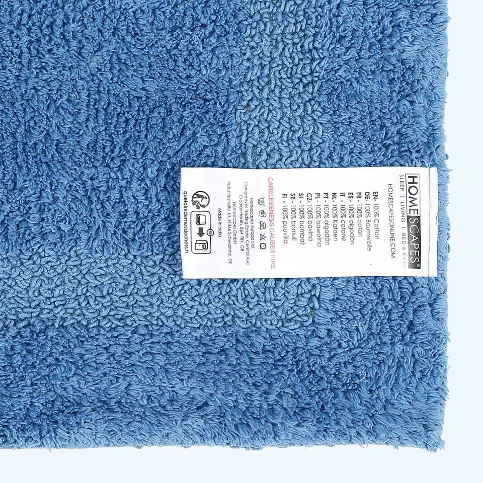 image 1 of Homescapes Luxury Reversible Bath Mat Runner - Cobalt | Blue