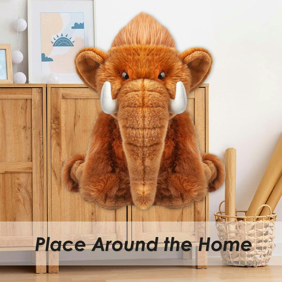 image 1 of Woolly Mammoth Soft Toy Cute Plushie Huggable Cuddly Stuffed Toy Gift 30cm Brown