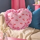 image 1 of OHS Heart Shaped Frill Scatter Cushion Throw Pillow | Multi | Pink Cherry