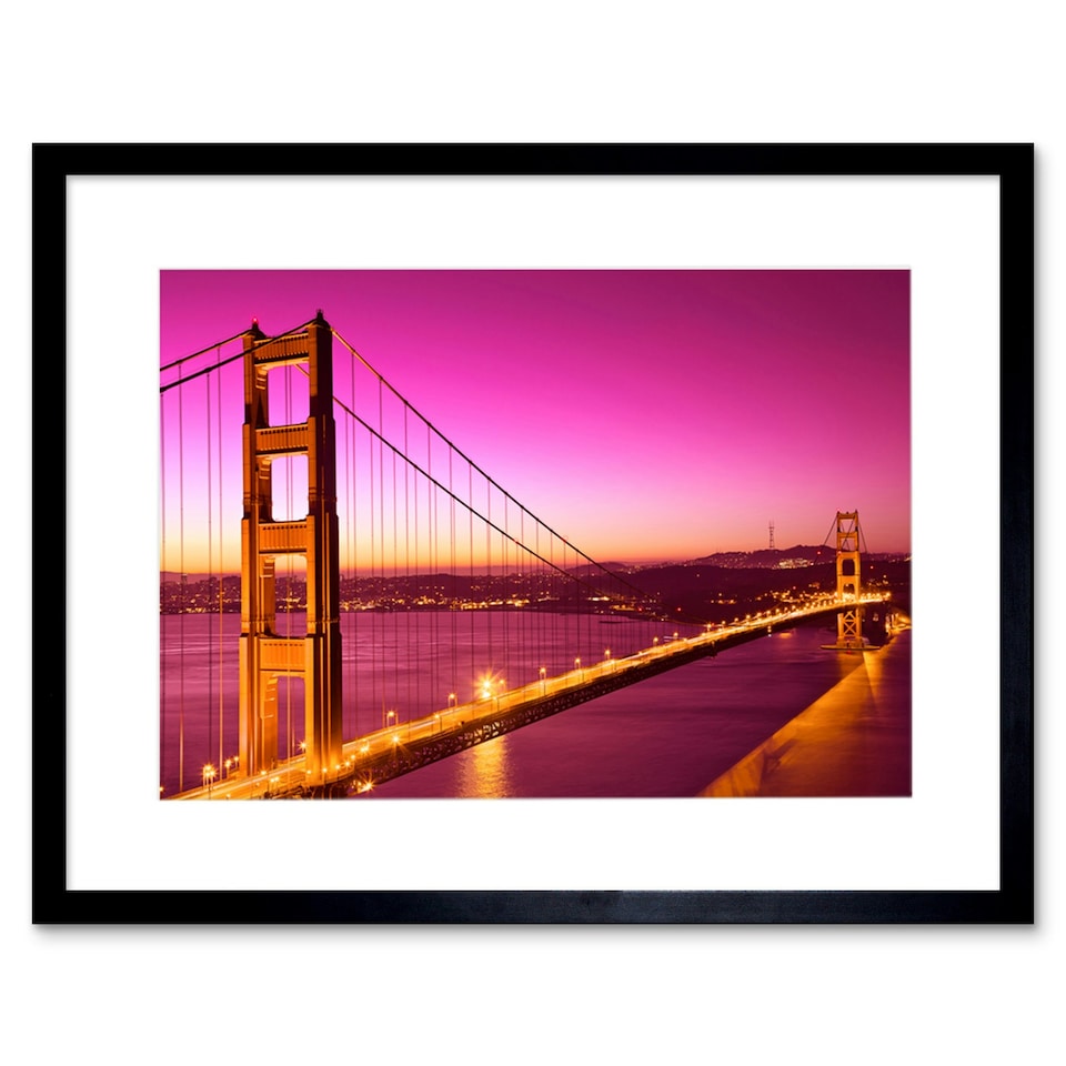image 1 of Golden Gate Bridge San Francisco Black 9x7" Black Framed Wall Art Print