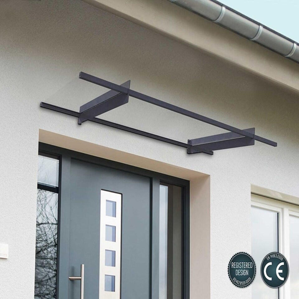 image 1 of Patio Cover Nancy Door Awning Canopy Nancy 2050 Clear - Acrylic - L205.5 x W94 x H14 cm - Grey Grey
