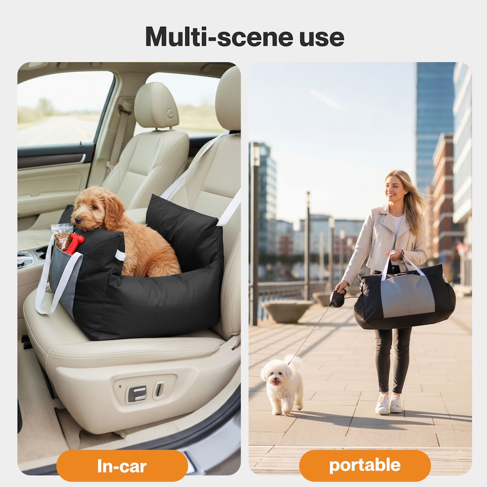 image 1 of Skylos Dog Car Seat Travel Bed Carrier Portable Pet Booster Seat Washable