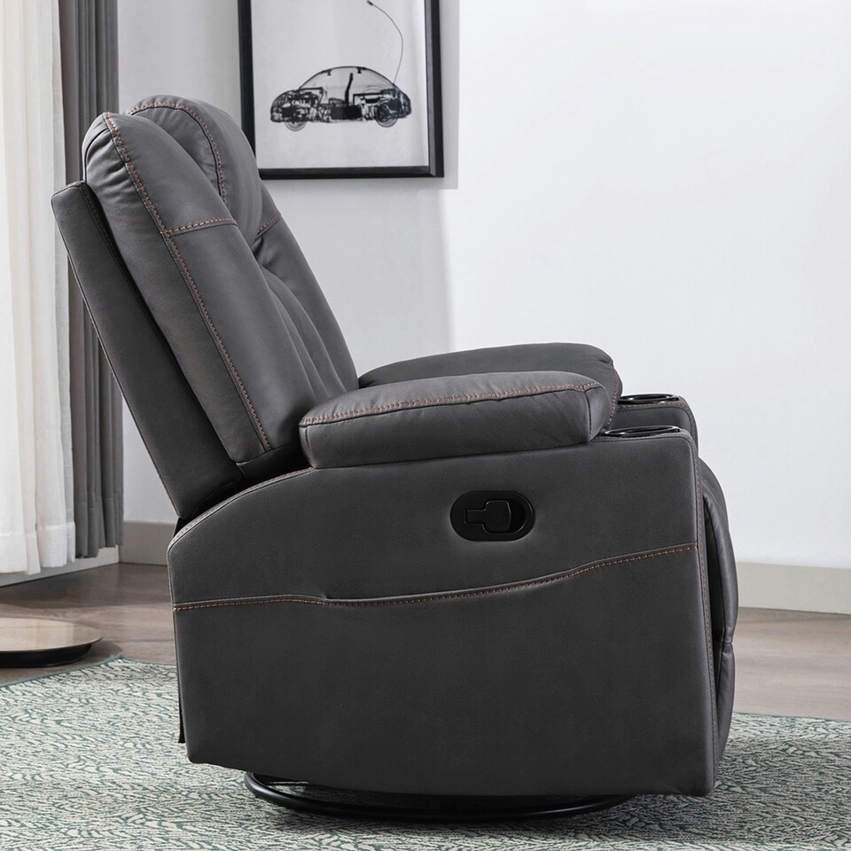 image 1 of Afton Electric Technology Fabric Auto Recliner USB Lounge Sofa Chair (Charcoal)