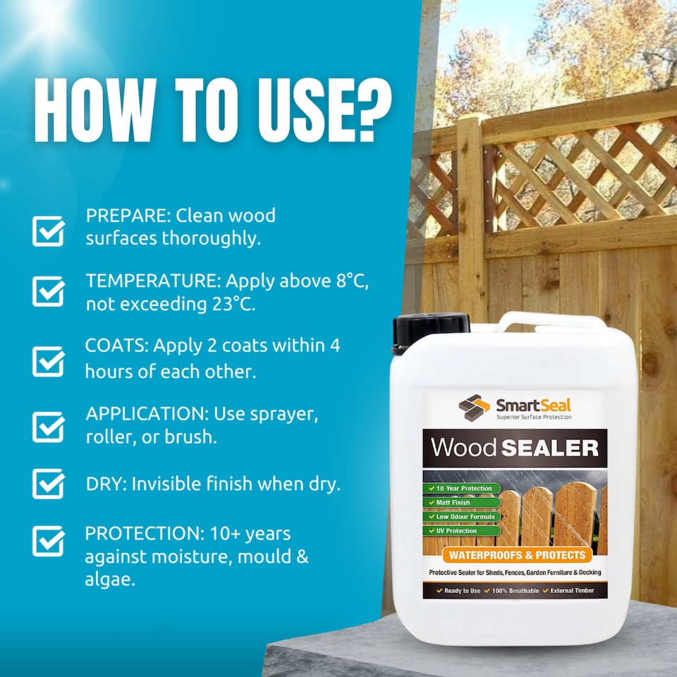 image 1 of Smartseal Wood Sealer, Wood Preserver, Water Proofer, Invisible, Outdoor and Indoor, 10-Year Resistance - Suits all Wood, 1L