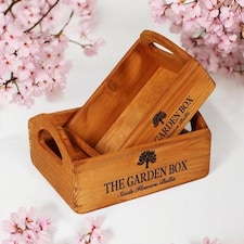 "The Garden Box" - Flower Planters (Set of 2) - Wood Brown