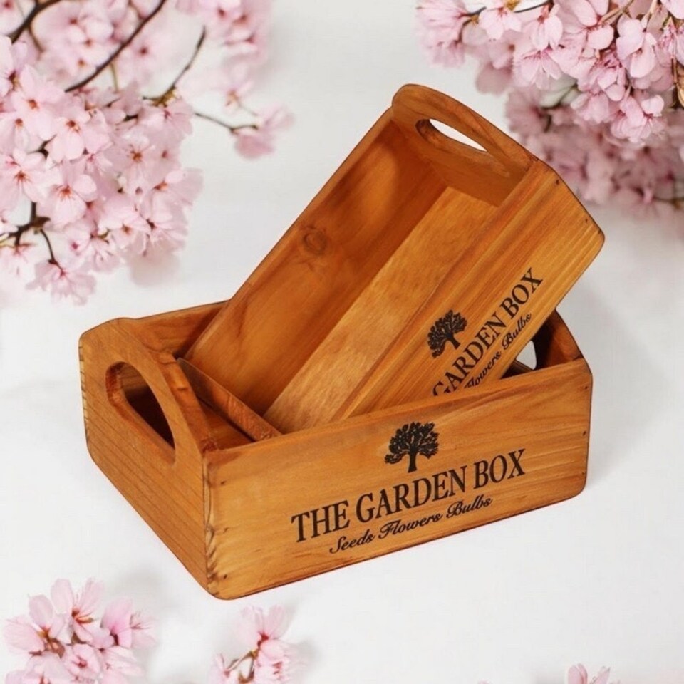 image 1 of "The Garden Box" - Flower Planters (Set of 2) - Wood Brown