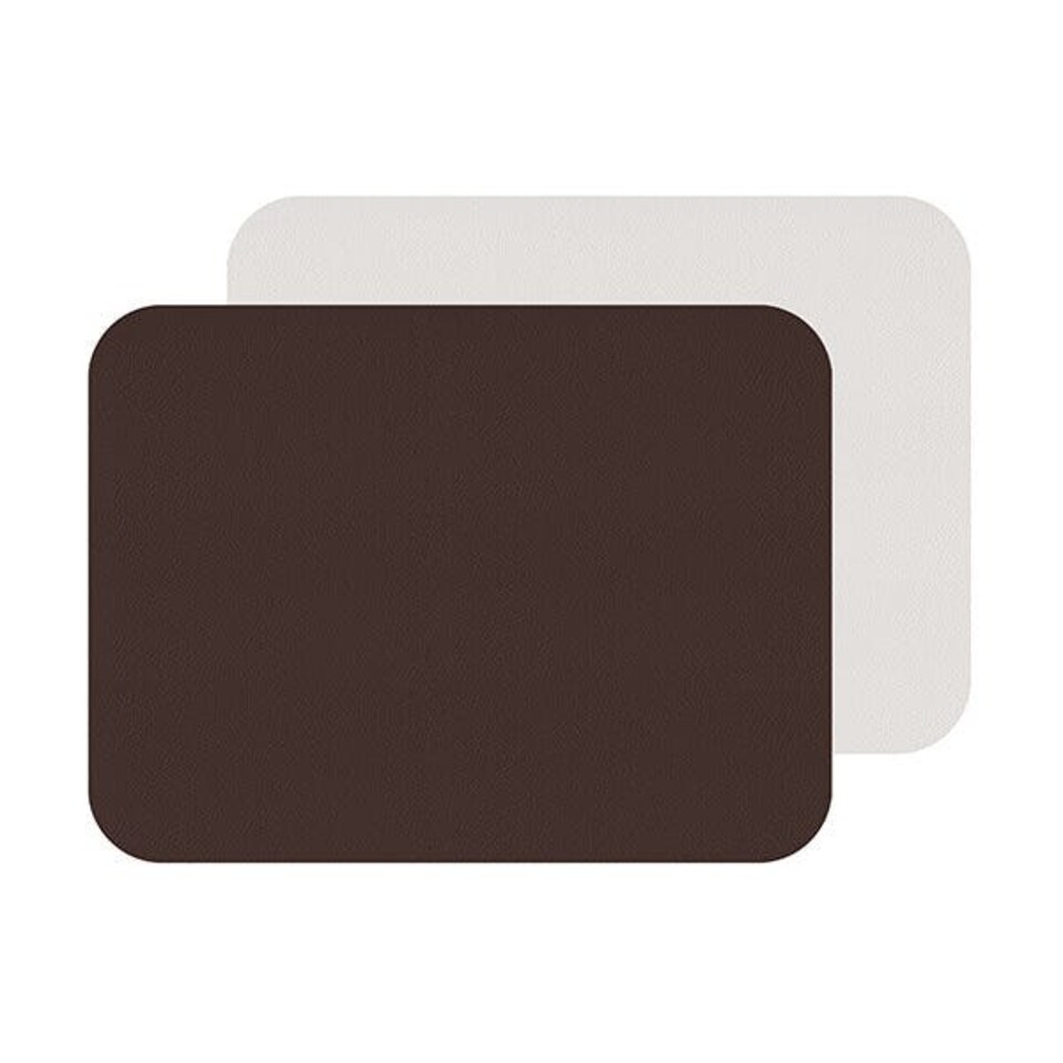 image 1 of I-Style Chocolate and White Flexi Set of 2 Faux Leather Placemats
