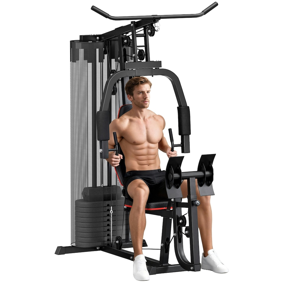 image 1 of SPORTNOW Home Gym Machine Compact Multi Gym with 45kg Weight Stack