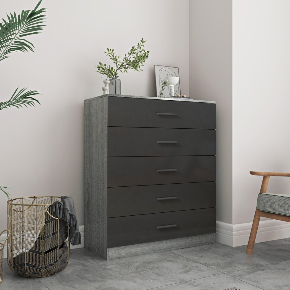 image 1 of Ash Grey 5-Drawer Chest Cabinet | Grey | 1