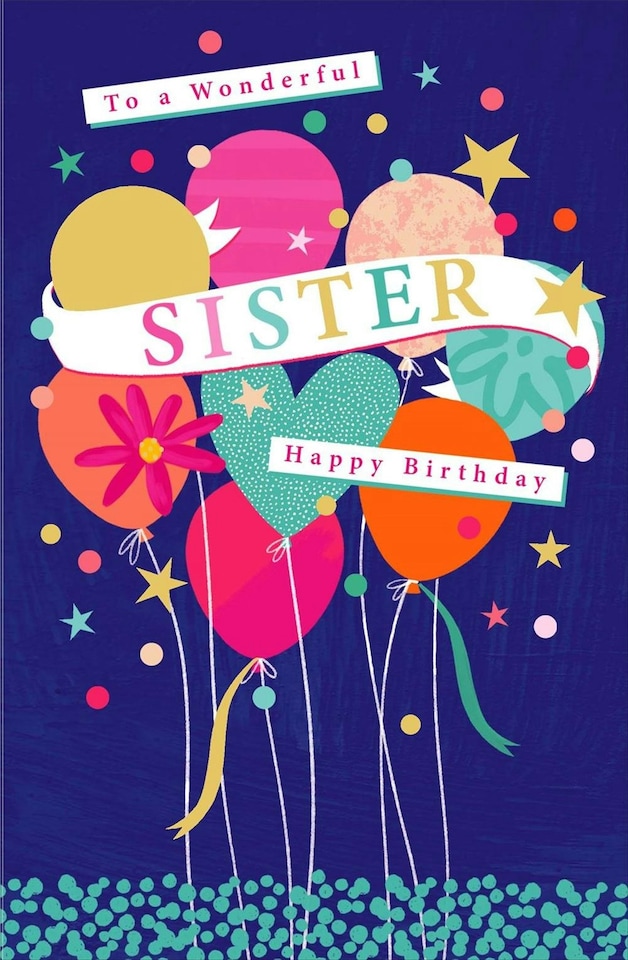 Balloons and Banner Design Sister Birthday Card
