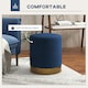 image 3 of HOMCOM Modern Round Footstool, Fabric Upholstered Foot Rest, Dark Blue