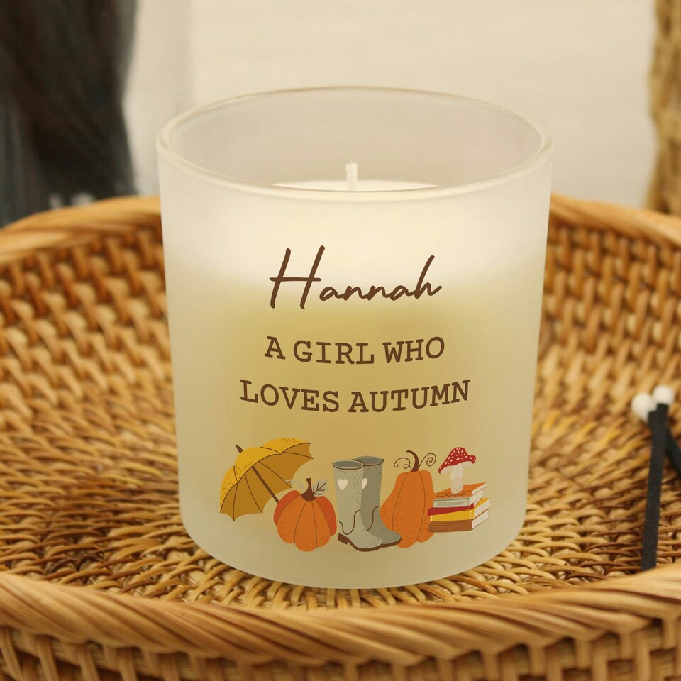 image 1 of Personalised Pumpkin Frosted Glass Candle | White
