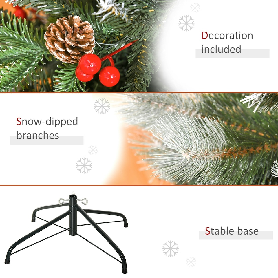 image 1 of HOMCOM 5FT Artificial Snow Dipped Christmas Tree Xmas Holiday Pencil Tree Green