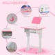 image 4 of HOMCOM Kids Desk and Chair Set Adjustable Height Study Table Set w Drawer | Pink