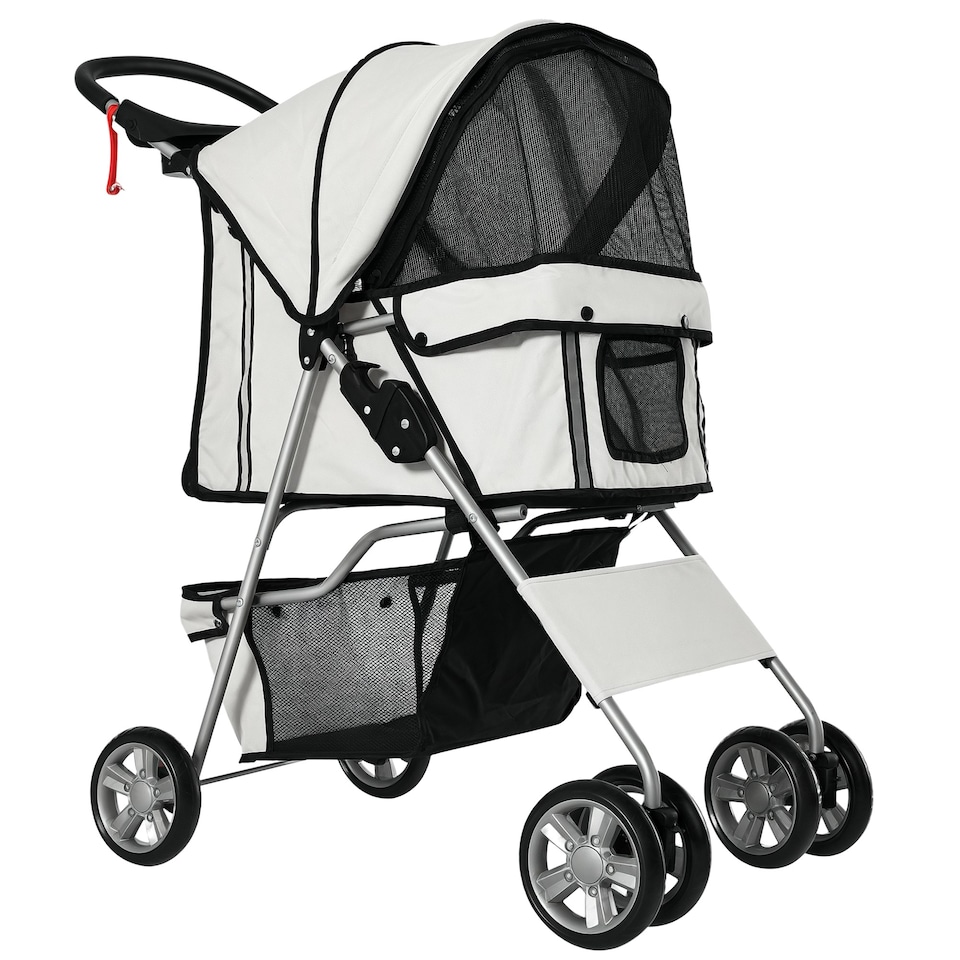 image 1 of PawHut Pet Stroller Carrier Foldable Deluxe Jogger Walk Travel Dog Cat Grey